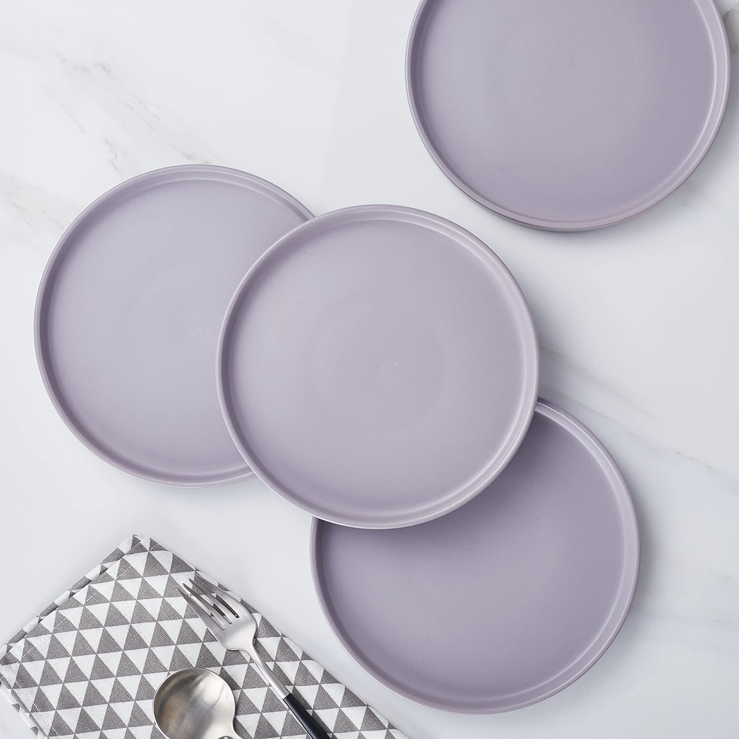 Stone Lain Cleo Stoneware 16-Piece Modern Dinnerware Set, Plates and Bowls, Light Gray, Service for 4, Microwave & Dishwasher Safe