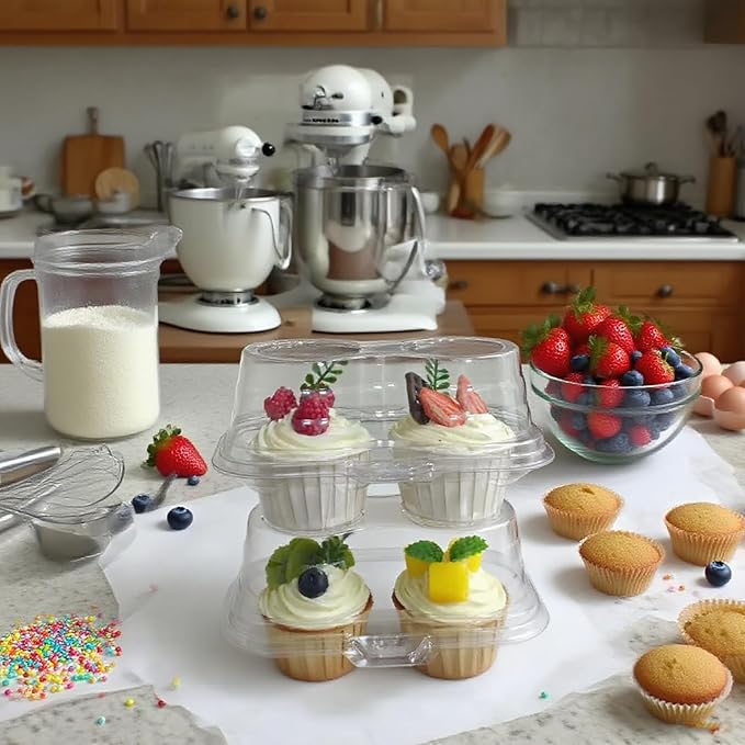 LSGENGXCY 60pc Disposable 2 Cavity Muffin Container,Cupcake Carton With Lid