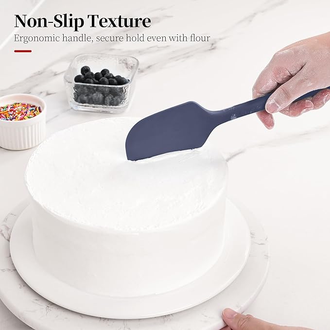 Lilybeam 600ºF Heat Resistant Large Baking Silicone Spatula, Midnight Blue