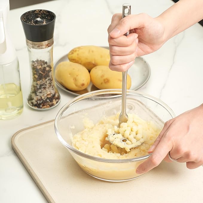 Small Potato Masher - Stainless Steel Mini Avocado Masher for Avocado, Potatoes, Beans, Meat, Vegetables, Dishwasher Safe