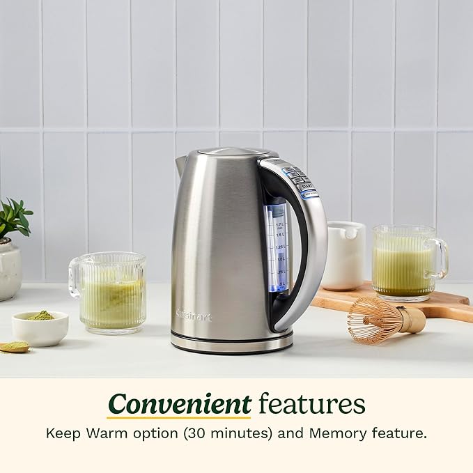 Cuisinart Electric Kettle, 1500W Fast Heating, 6 Temp Presets, 1.7L