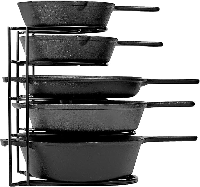 Cuisinel Pan Organizer for Cast Iron Skillets, Griddles, 5-Tier Rack