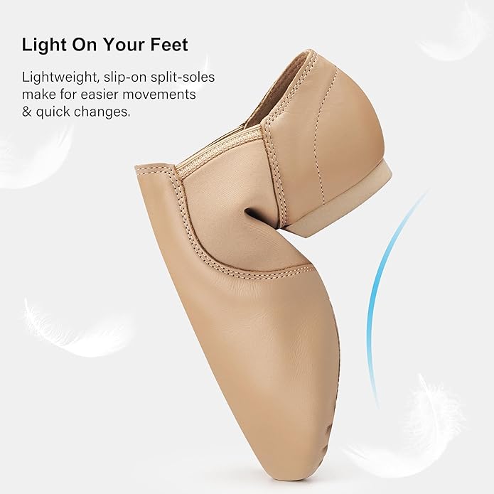 Stelle Jazz Shoes for Women Leather Dance Shoes Unisex (Tan,4MW)