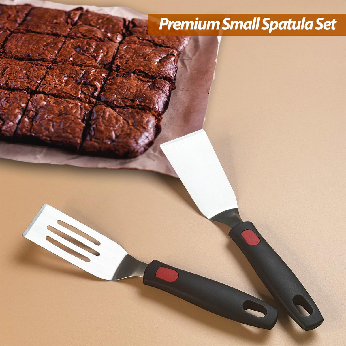 Vovoly Mini Serving Spatula Set, Small Stainless Steel Cutter& Serve Turner