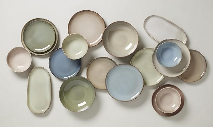 Oneida Organic Shades Oatmeal Stoneware 2-Piece Serving Platter Set