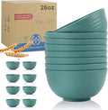 Wrova Wheat Straw Bowl Sets,8 PCS Unbreakable Cereal Bowls 26 OZ,Microwave and Dishwasher Safe Bowls,Kids Bowl suitable for cereal,salad,snack and soup (Green)