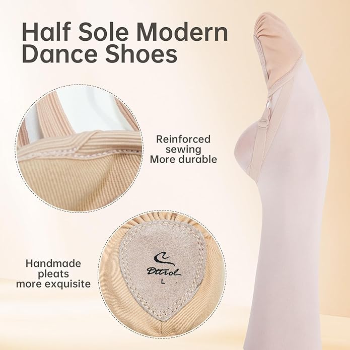 Caplancy Half Soles Dance Shoes for Women Girls Men Lyrical Pirouette Ballet Canvas Shoes Turners Dance Shoes for Contemporary (Girls/Boys) Toast XS