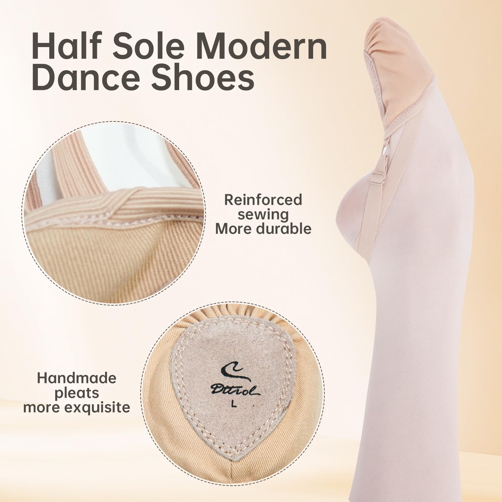 Caplancy Half Soles Dance Shoes for Women Girls Men Lyrical Pirouette Ballet Canvas Shoes Turners Dance Shoes for Contemporary (Girls/Boys) Toast XS