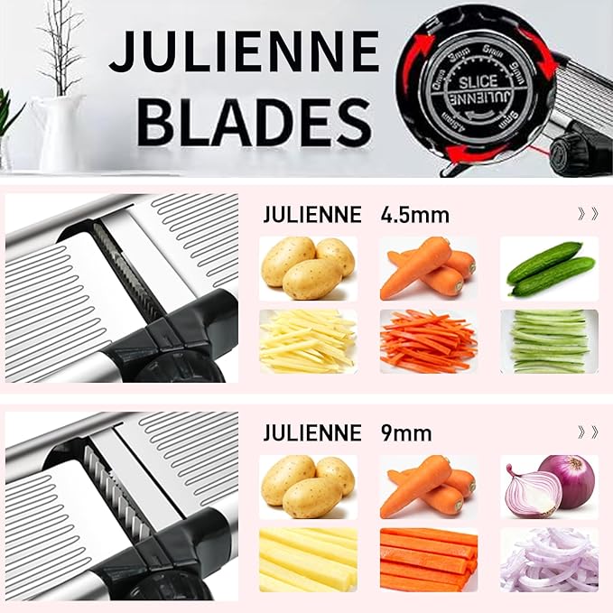 Weltonhm Mandoline Slicer for Kitchen, Mandolin and Julienne for Vegetables