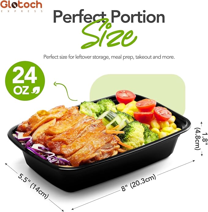 Glotoch 24oz [1 Pallet-8350 Pack] Meal Prep Containers Reusable with Lids, Food Storage Containers Microwave,Freezer,Dishwasher Safe, Leakproof & BPA Free Durable Plastic Bento Box To Go Take Out