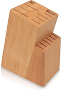 Kitchen knife holder elegant & sturdy (15 slots). Universal knife block with slots for knives, scissor and sharpenner. Knife Block without Knives. Kitchen knife holders for counter top. (Rubber Wood)