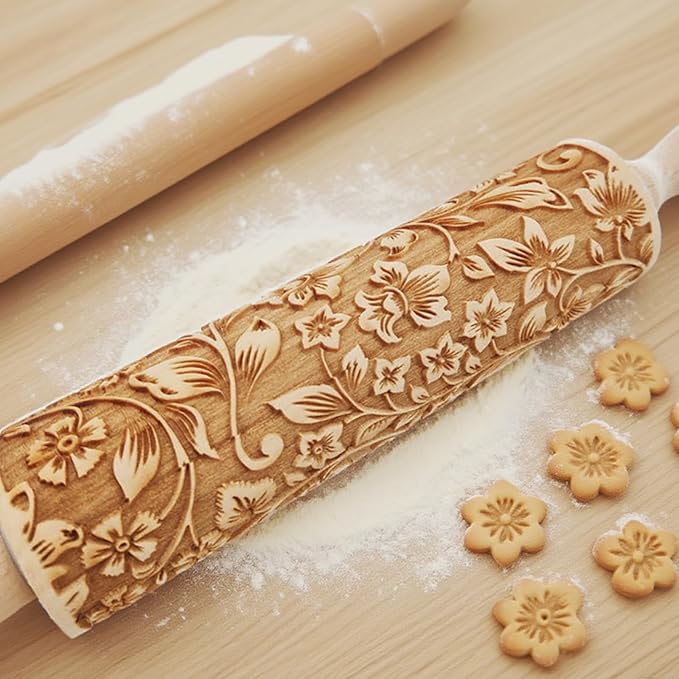 2 Pack Wood Rolling Pins, Classic 13.78-Inch Hardwood Rolling Pin – Effortless Dough Rolling for Pizza,Pies & Pastries,Smooth-Gliding Surface,Easy to Clean,Essential Baking Tool with Ergonomic Handles