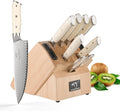 NANFANG BROTHERS® 10-Piece VG10 Damascus Knife Set, Rubberwood Block