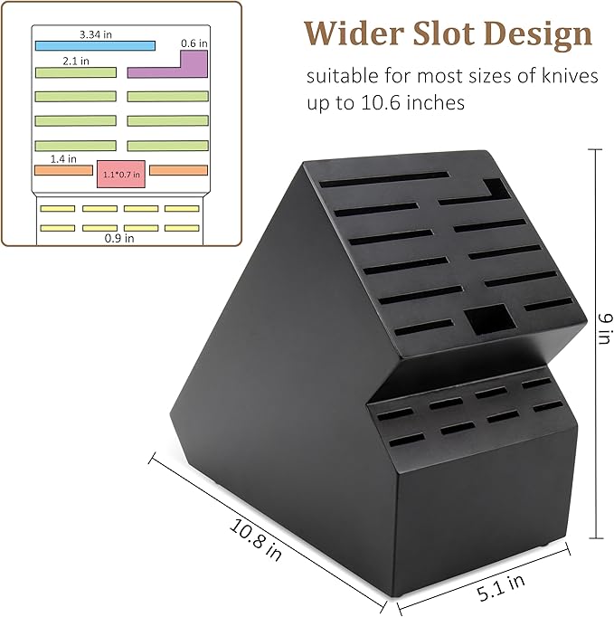 Knife Block for Kitchen Countertop - 20 Slot Universal Knife Holder with Acacia Wood, Large Knife Storage Organizer for Butcher Block, Knife Block Storage without Knives, Easy for Knife set