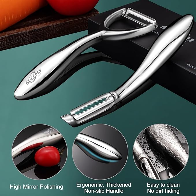 SUCCFLY Vegetable Peeler Stainless Steel, Premium Potato Peeler for Kitchen