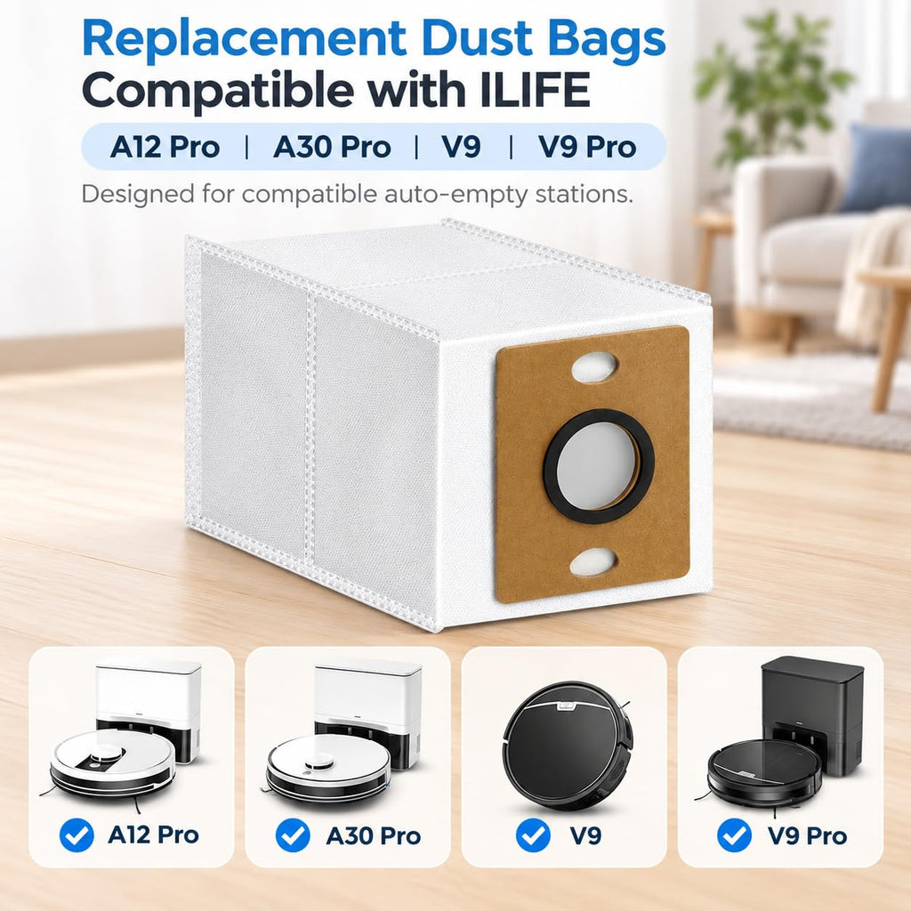 Bluevisk 14 Pack A30 Pro Dust Bags for ILIFE A12 Pro/A30 Pro/V9/V9 Pro/Robot Vacuum Bags 3.2 L Large Capacity Heavy Duty Bags for Home Vacuum
