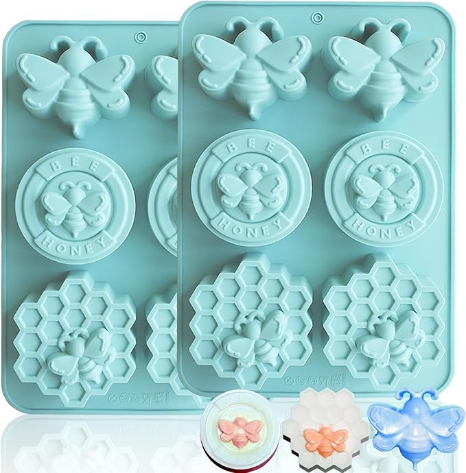 2Pcs Bee Silicone Molds Honeybee Bee Soap Molds for Soap Making