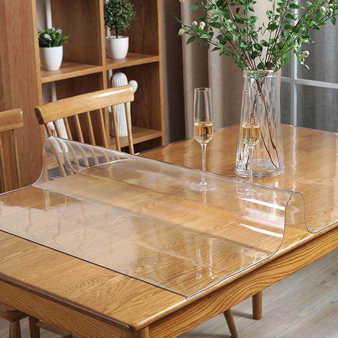 18x28 Inches Clear Table Cover Protector, Desk Pad Mat Rectangular Plastic Table Protector PVC Table Pad for Study Office Computer Writing Desk Top Dining Room Table Screen Protection Heat Resistant
