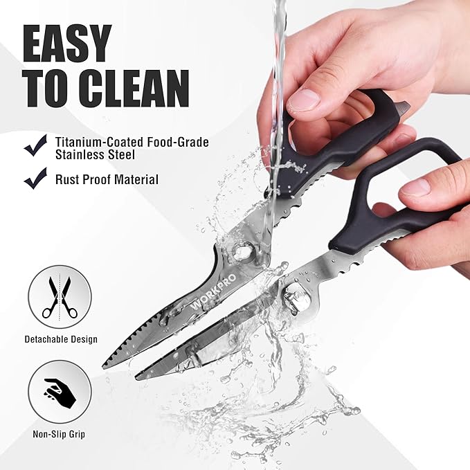 WORKPRO Kitchen Scissors, All Purpose Kitchen Shears Titanium Coated