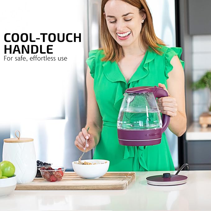 OVENTE 1.5L Glass Electric Kettle Water Boiler, Purple KG83P