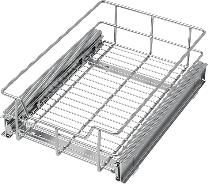 Pull Out Cabinet Organizer 9" W X 17" D, Chromed, Full Slide Out Drawers