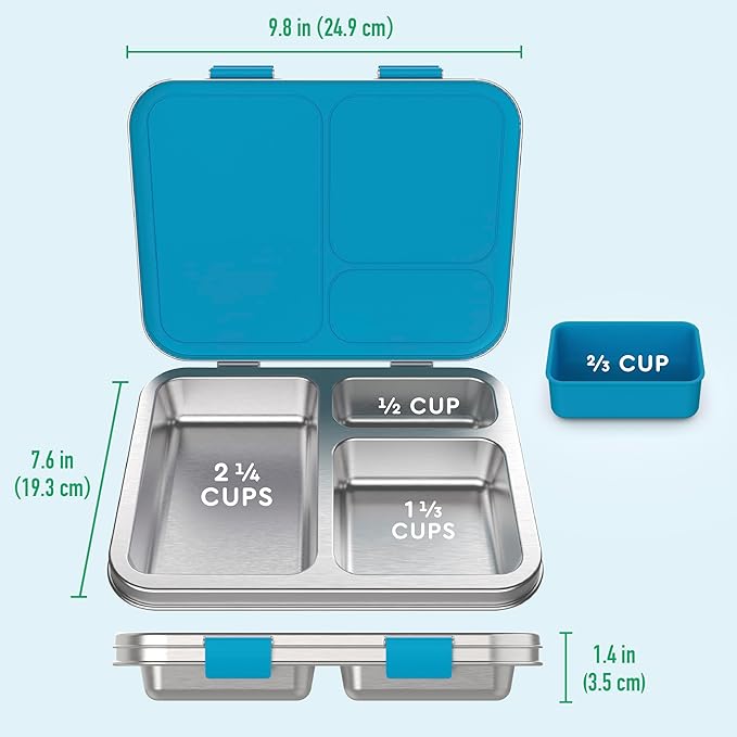Bentgo Kids Prints Stainless Steel Leak-Resistant 3-Compartment Lunch Box