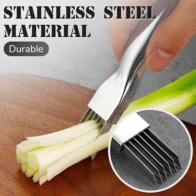 Morekfly Shred Silk The Knife, 2026 Upgrade Green Onion Cutter Stainless Steel Chopped Kitchen Slicing Tool Cutter for Vegetables Onion Garlic, Multifunctional Kitchen Food Vegetable Cutters (4Pack)