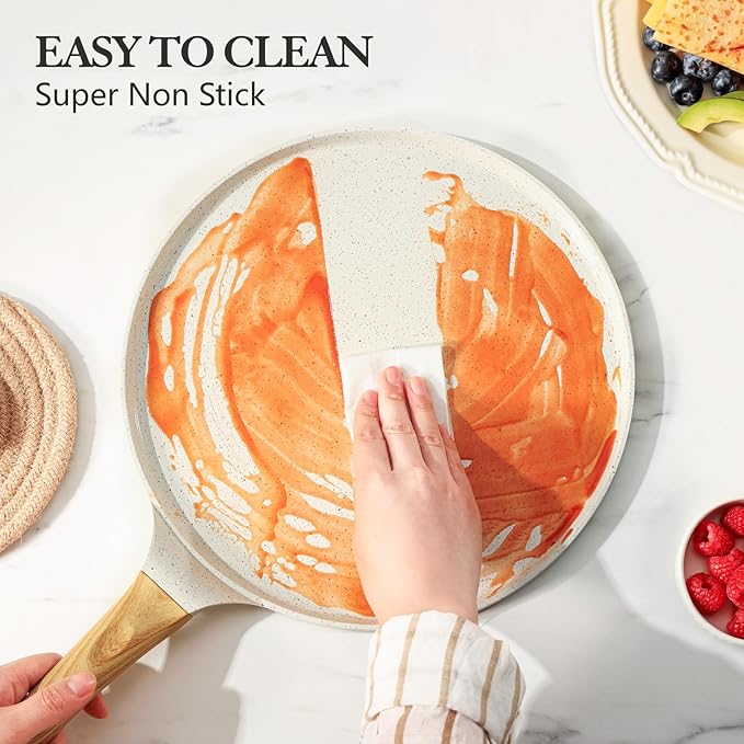 SENSARTE 12 Inch Nonstick Crepe Pan Ceramic Coating Pancake Pan White