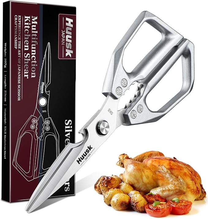 Huusk Kitchen Scissors for Food, Stainless Steel Kitchen Shears All Purpose