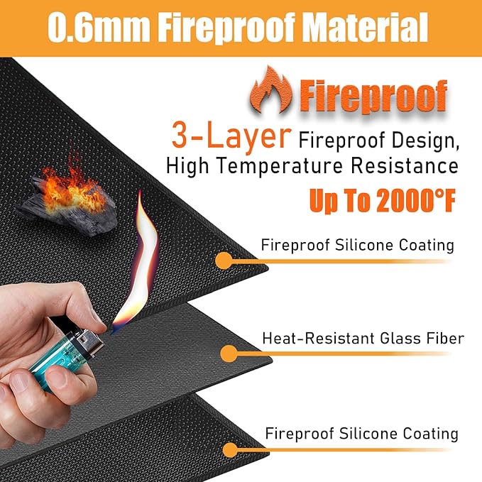 TOHONFOO Large Grill Mats for Outdoor Grill Deck Protector 70 x 48 x 0.02in