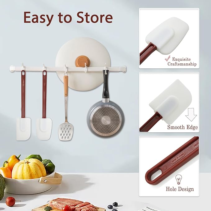 MYTASUY 10 INCH Silicone Spatulas Heat Resistant Heavy Duty Rubber Spatulas Commercial Spatulas Set for Kitchen Use Silicone Cooking Utensils Sets of 2