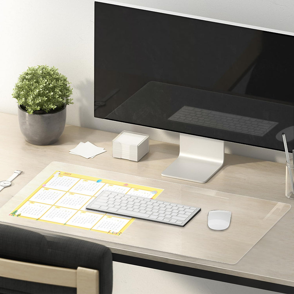 Eisdroma 16 x 32 Inch Clear Table Cover Protector, 1.5mm Thick Plastic Table Cover, Vinyl Table Protector, Clear Desk Pad, Desk Mats on Top of Desks