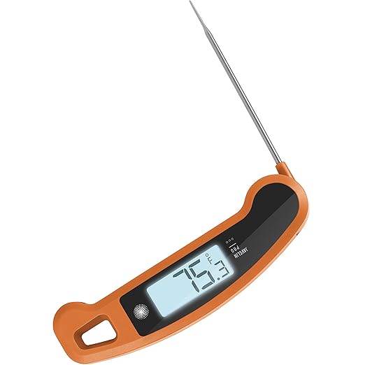Lavatools Javelin® PRO Classic Ultra-Fast 2-Second Professional Digital Instant Read Meat Thermometer for Grill and Cooking, Auto-Rotating Backlit Display, IP65 Water Resistant NSF Certified–Tangerine