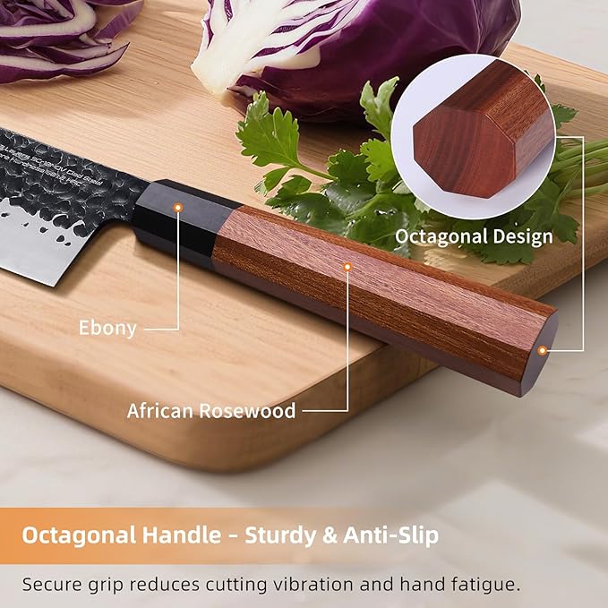 FINDKING Kitchen Utility Knife, 5 Inch Japanese Paring Knife, Small Fruit Knife with 9Cr18MoV High Carbon Steel Blade, Rosewood Octagonal Handle, for Fruits and Vegetables, Dynasty Series