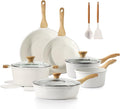 SENSARTE 16Pcs Ceramic Cookware Set Non toxic, Pots and Pans Set Non Stick