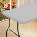 homing Rectangle Table Cloth Cover, Water-Resistant Polyester Elastic Fitted Tablecloth, Fits for 5 Foot Folding Tables, Washable Table Protector for Picnic, Camping, Outdoor (Light Grey, 30" x 60")