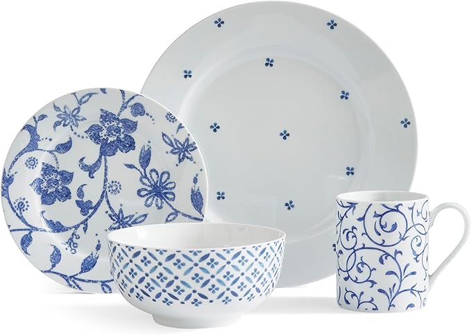 Portmeirion – Portmeirion Home – Dinnerware Set – Blue Indigo, Set of 16