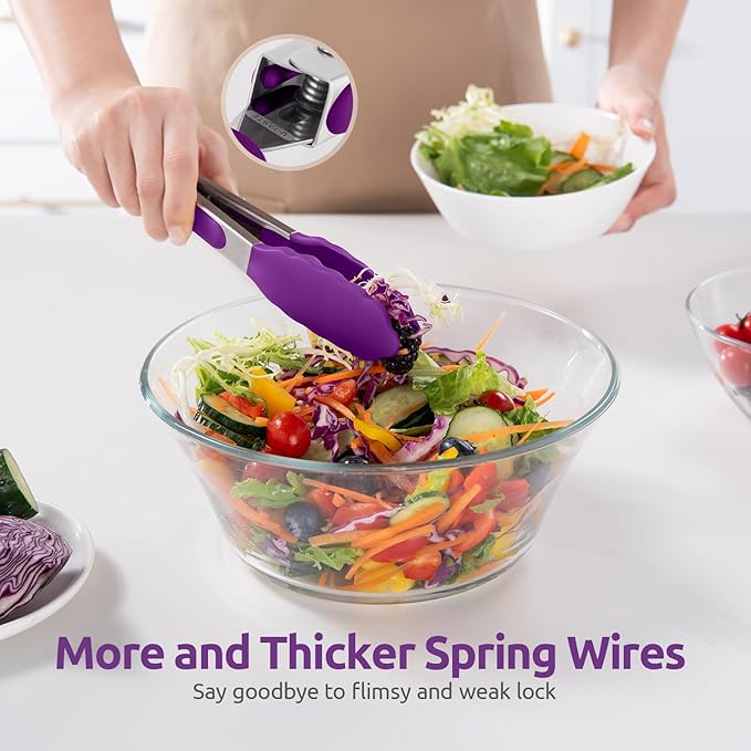 U-Taste Kitchen Tong for Cooking, 600ºF Heat-Resistant Tps, 7in/Purple