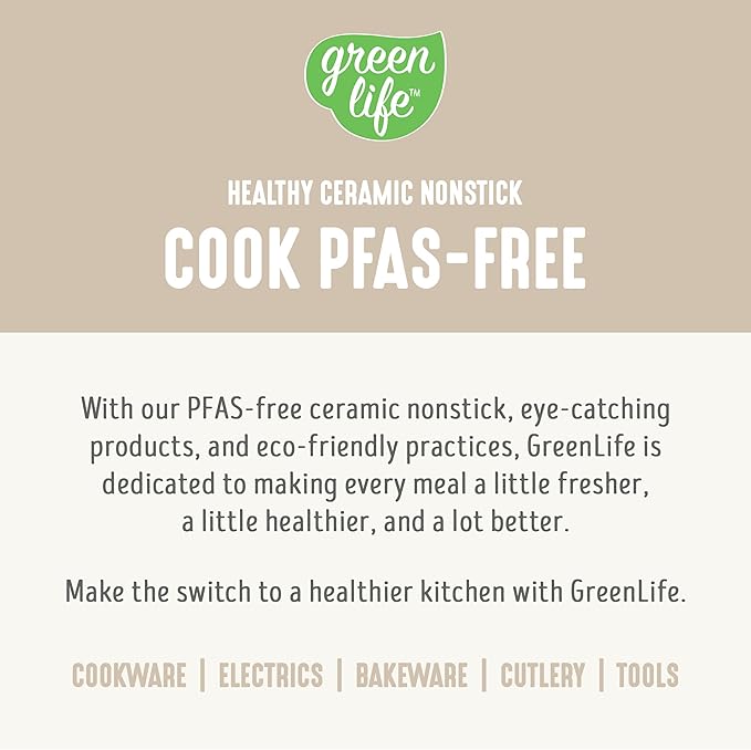 GreenLife 8QT Ceramic Nonstick Slow Cooker, Cooktop/Oven Safe, Cream