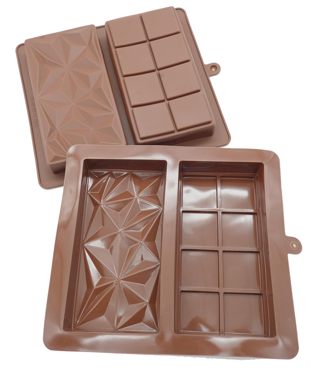 Silicone Chocolate Bar Mold, 1 Inch Deep, Large Candy Mould for Stuffed Bars and Fillings, 2 Pcs (brown02)