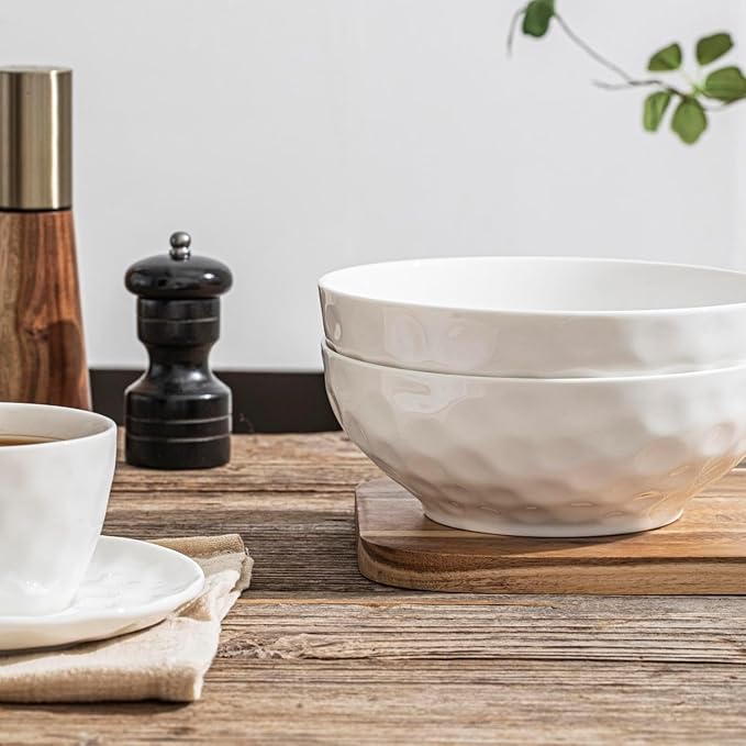 HOMBENE Soup Bowls, 7 Inch Oatmeal Bowls, Kitchen Bowl Set, Microwave and Dishwasher Safe, Scratch Resistant, Set of 2