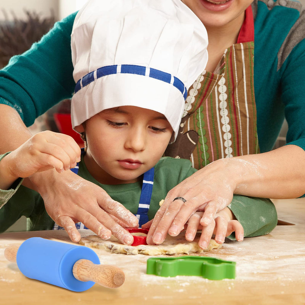 Honglida Mini Silicone Rolling Pin for Kids, Non-stick Surface Wood Handle, 9 Inch 2 Pack