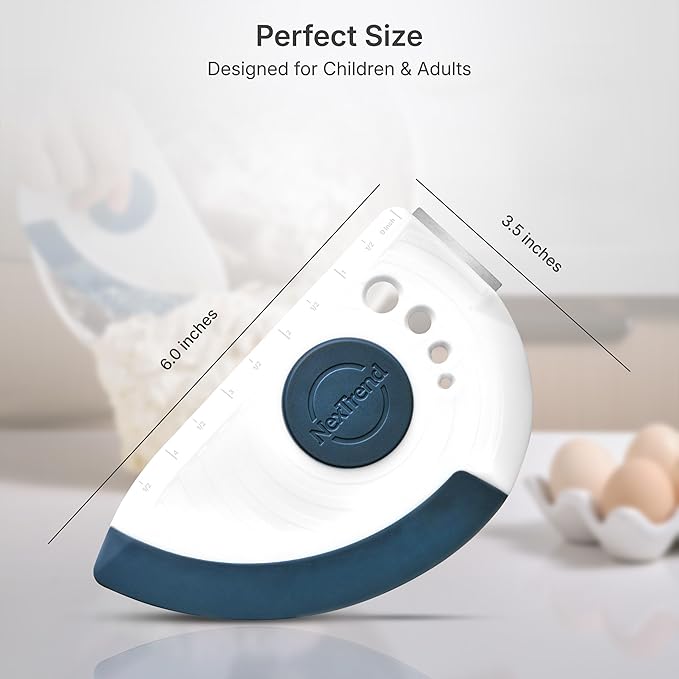 5-in-1 Dough Scraper & Flexible Bowl Scraper by Nextrend, Bread Scraper with Stainless Steel Edge, Ruler & Herb Stripper – BPA Free, Dishwasher Safe - Blue