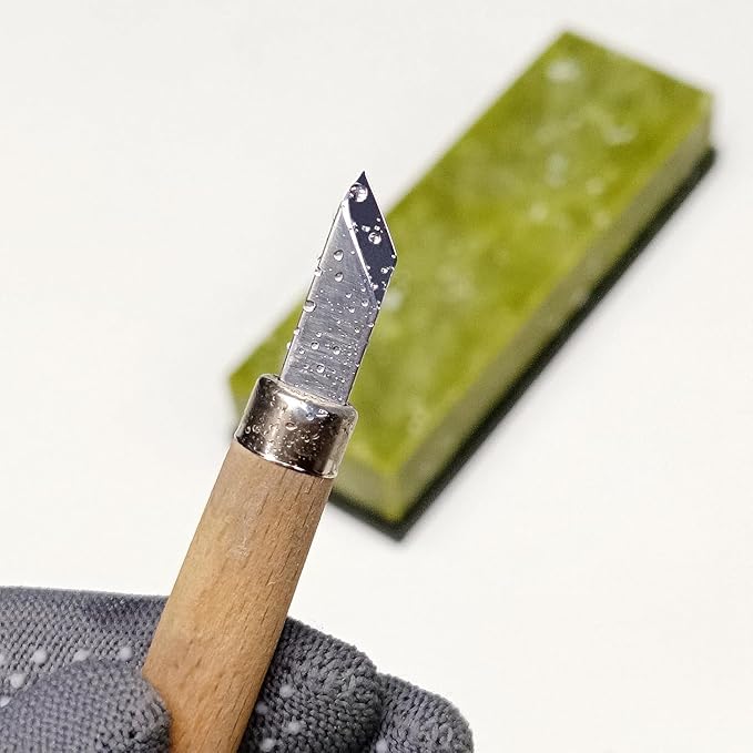 Knife Sharpening Stone,10000 Grit Sharpener Whetstone Final Fine Polishing Natural Green Honing Oilstone for, Knives Tools,Cutting Tools, Angle Guide and Non-Slip Rubber Base (SET-D)