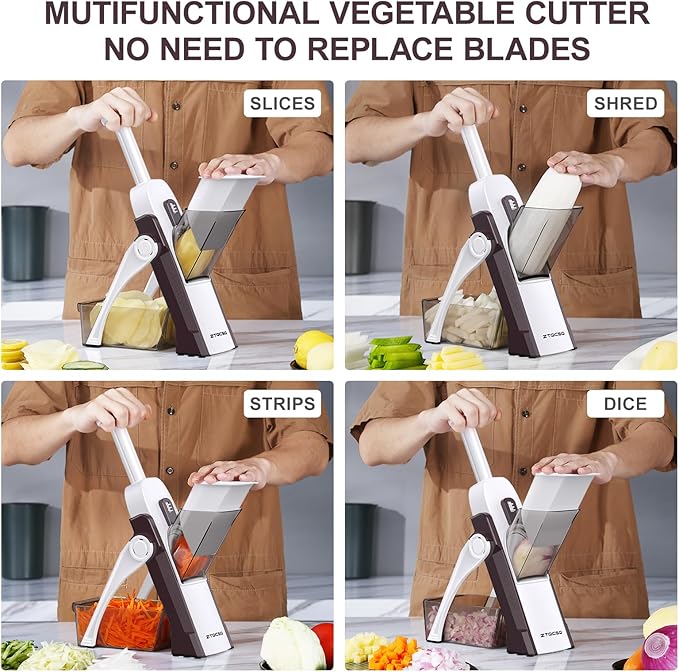 5 in 1 Adjustable Safe Mandoline Slicer for Kitchen with Paring Knife