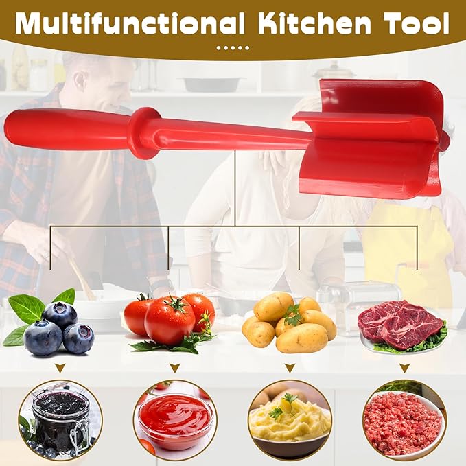 Auvotuis Meat Masher, Red, 5 Curve Blade