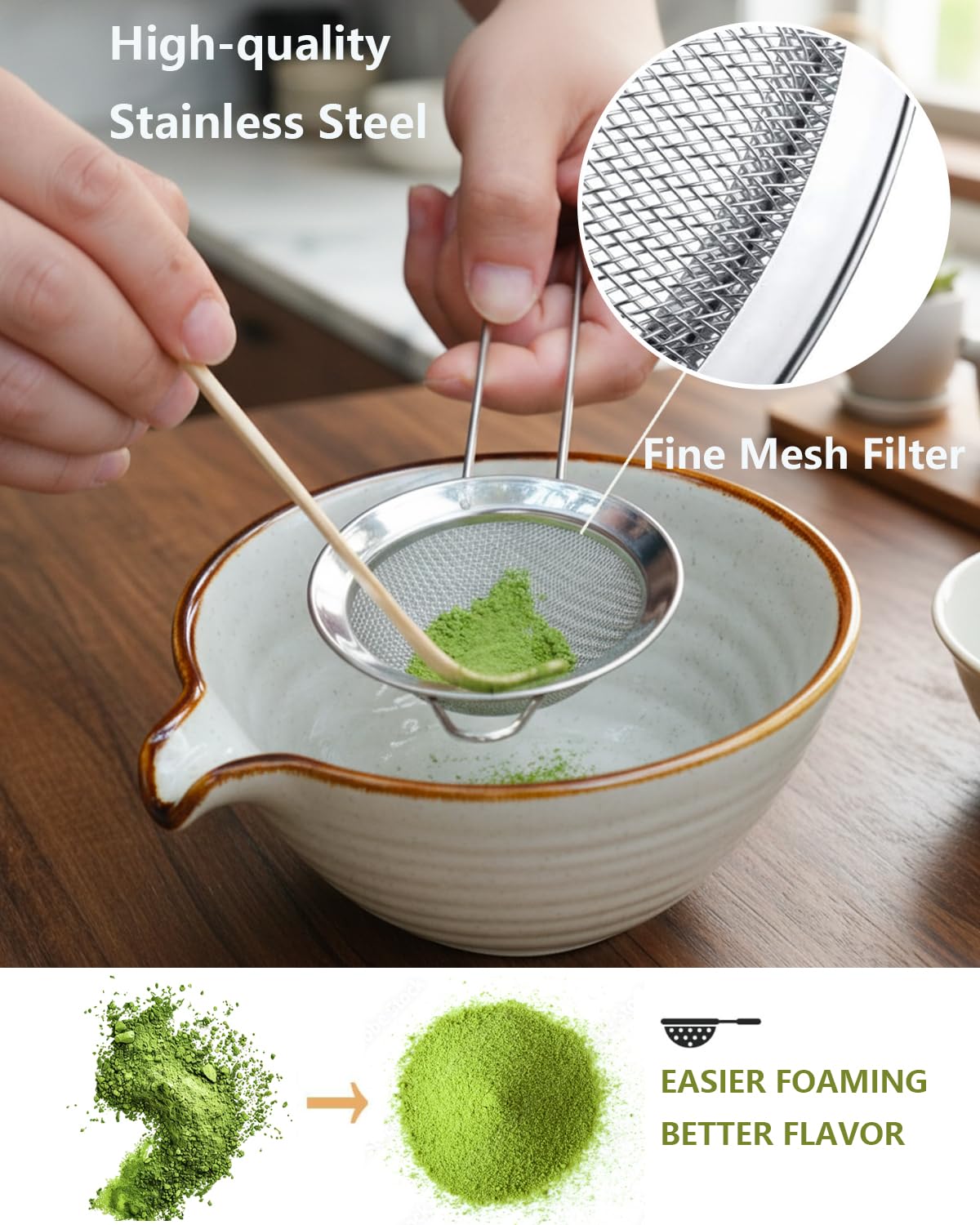 Zzlright Matcha Whisk Set,Matcha Set,Matcha Kit,Matcha Bowl with Spout,Scoop,Sifter,Bamboo Whisk,Chasen Holder,Mothers Day Gifts for Mom Women her Grifend,Gifts for Christmas