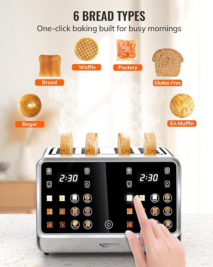 Keenstone 4-Slice Digital Smart Toaster with Touchscreen & Dual Control