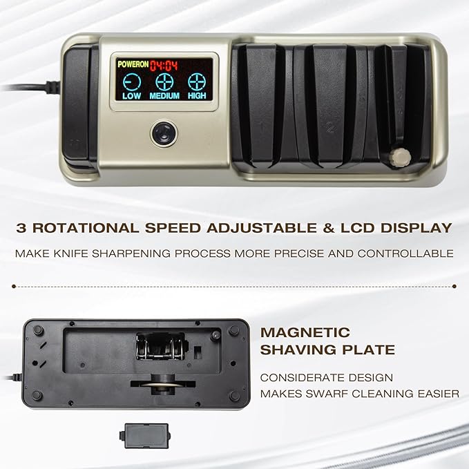 Ceelpeopar Electric Knife Sharpener for Kitchen, 3-Stage, LCD Screen