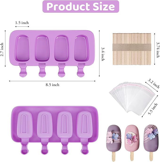 Ouddy Life Popsicle Molds Set of 2, Ice Pop Molds Silicone Cake Pop Mold